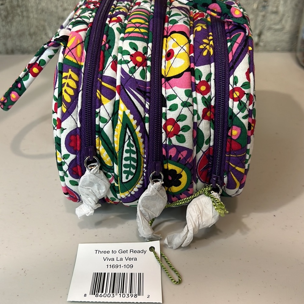 Vera Bradley 3 Compartment Cosmetic / Jewelry Bag Viva La Vera 3 to Get Ready - Picture 3 of 8